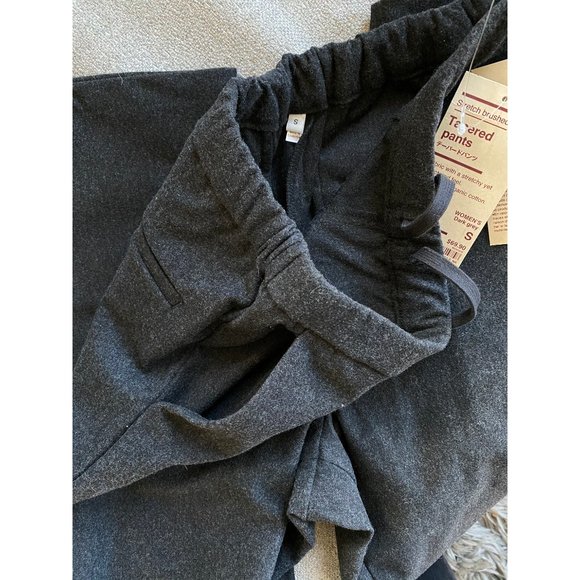 Muji Women Organic Cotton Stretch Brushed Cloth Tapered Pants Dar Gray Small - Picture 6 of 8